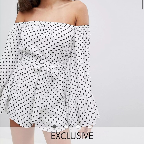 Missguided exclusive polka dot bardot romper - Picture 5 of 5